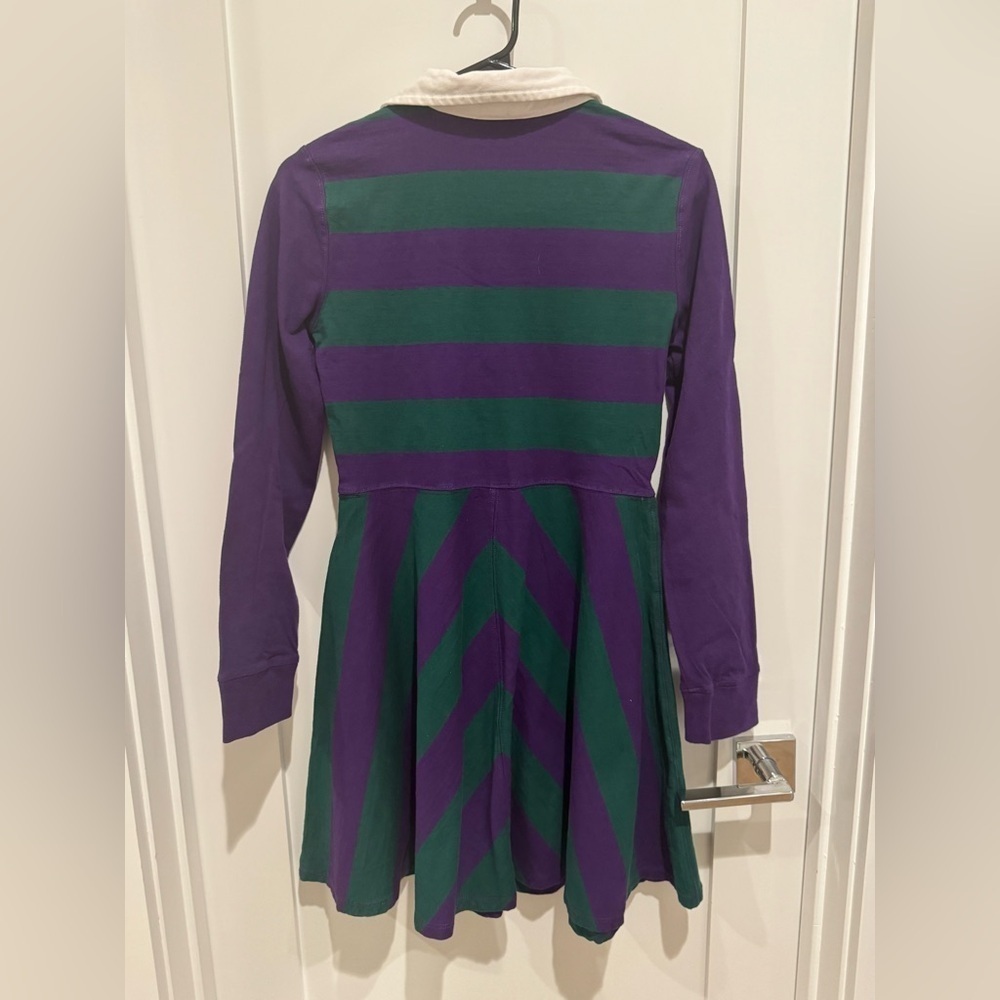 Polo by Ralph Lauren Kids Purple and Green Striped Rugby Long Sleeve Dress XL 16 - Picture 6 of 6